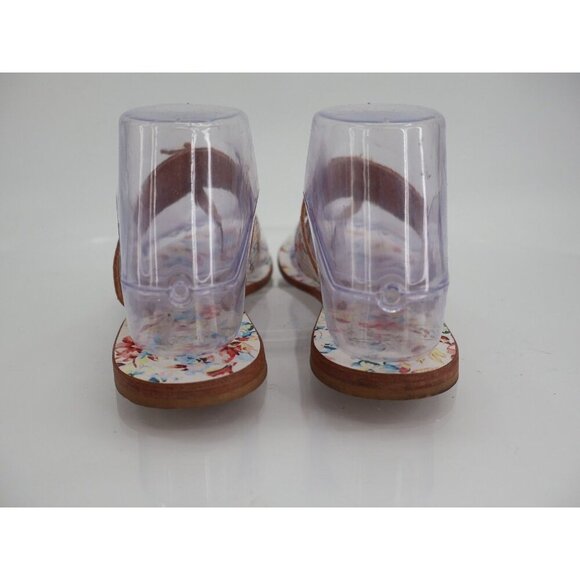 Joie A La Plage Sandals 37 7 Nice Thong Flip Flops Floral Multi Leather Open Toe - Picture 4 of 8